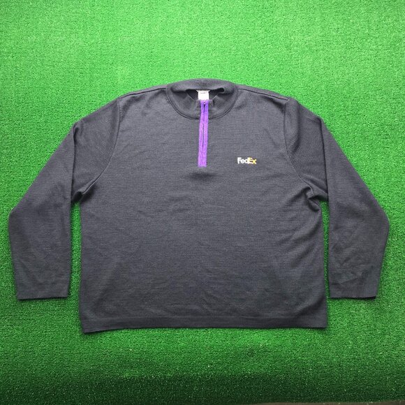 Fedex Sweatshirt Mens 4XL Black 1/4 Zip Pullover Employee Uniform Work Wear - Picture 1 of 7